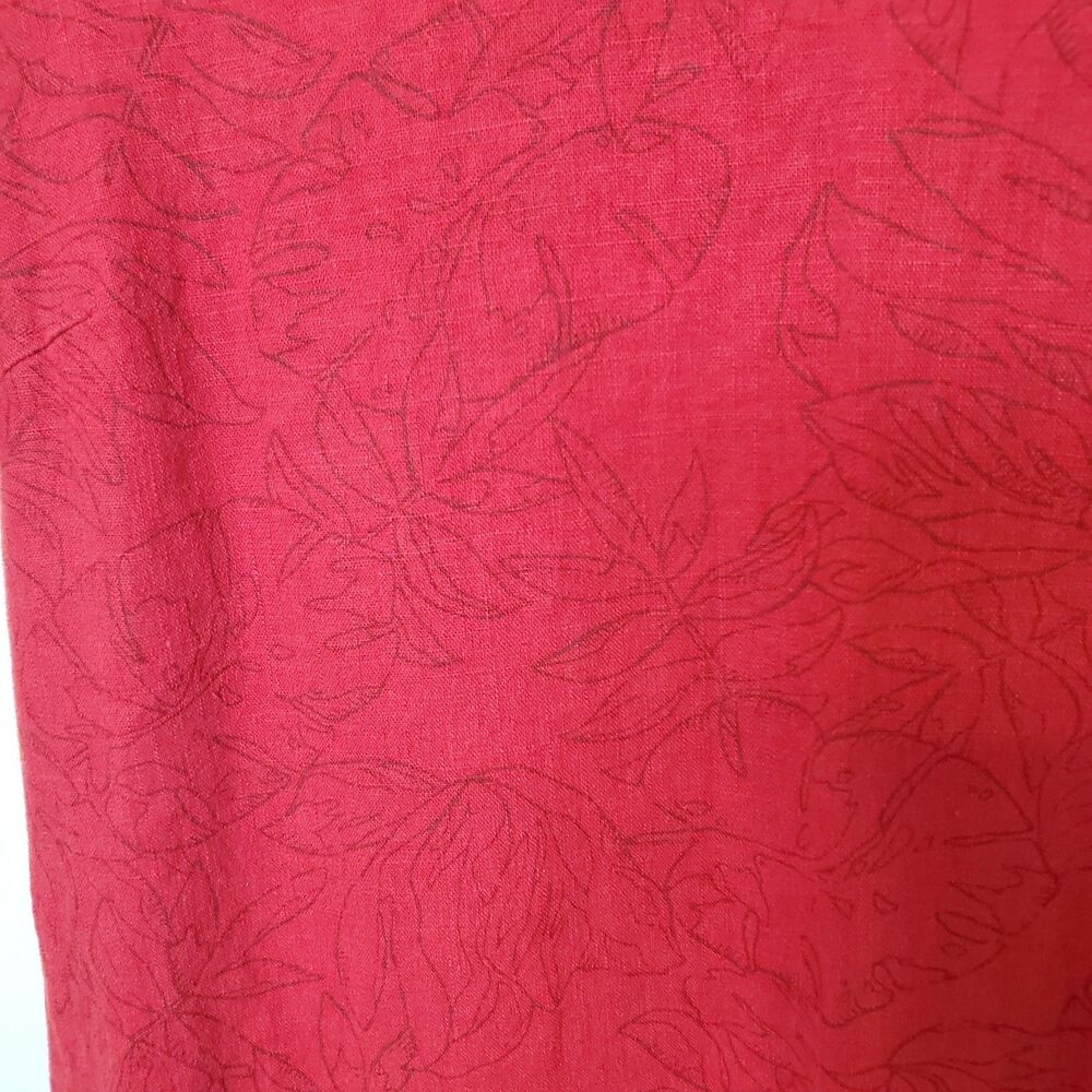 Nicole Miller Cherry Red Linen Blend Tunic Size Large Floral Shirt Dress - Picture 2 of 7